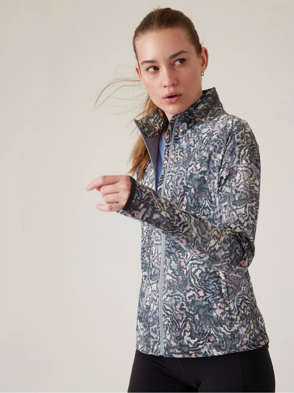 Athleta Full Zip-ups Athletic jacket in Kinemic Abstract Multi print